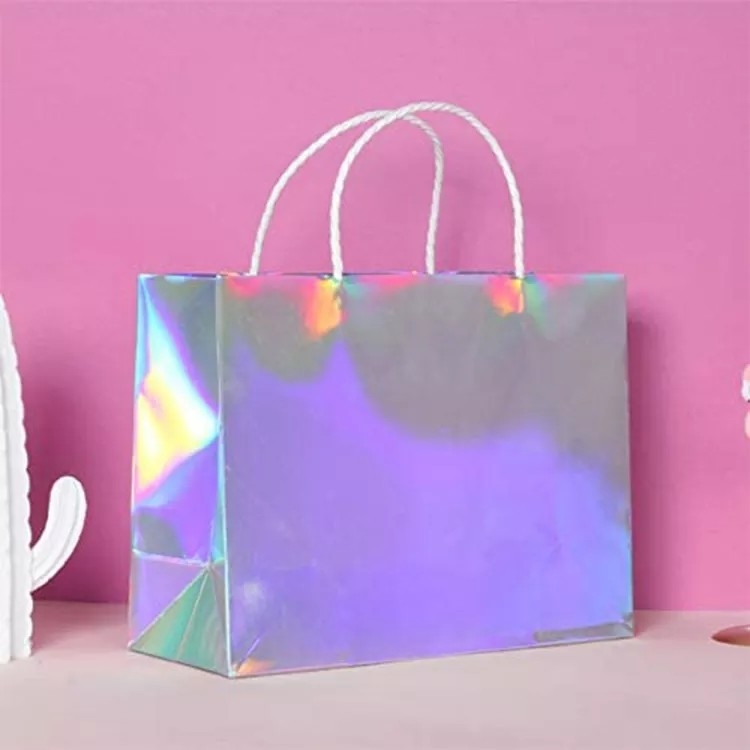 Le transporteur argenté d'habillement d'aluminium de scintillement met en sac la couleur olographe de Cmyk